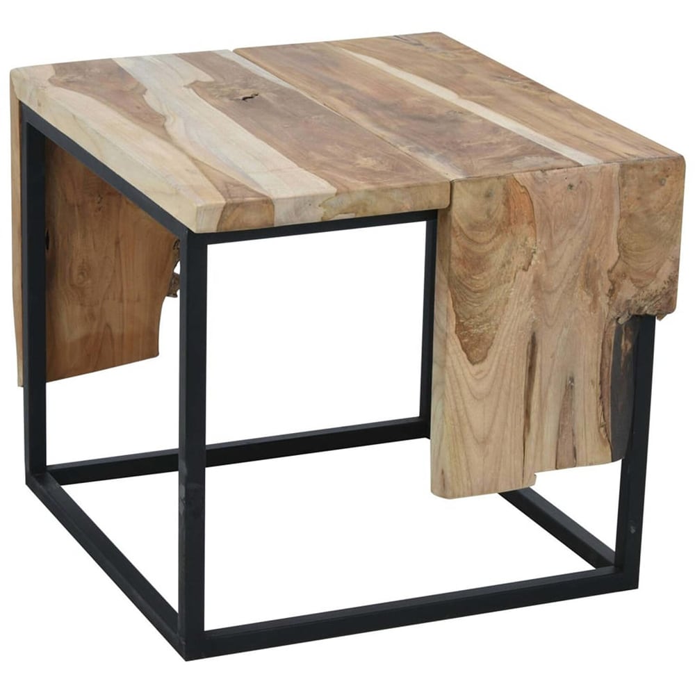 Masuta cafea J11302280, bej-negru, lemn de tec, 54 x 50 x 46 cm