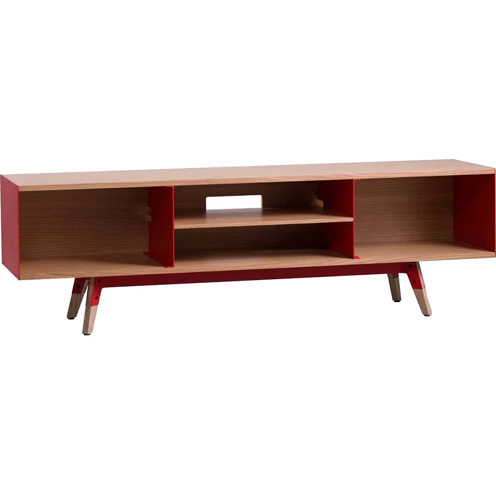 Comoda TV Neo, maro deschis-rosu, 160 x 40 x 50 cm