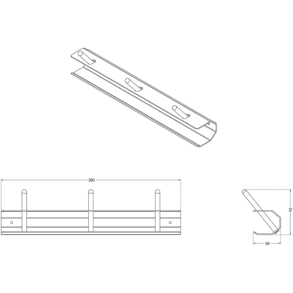 Cuier perete Jaw, 38 cm, alb