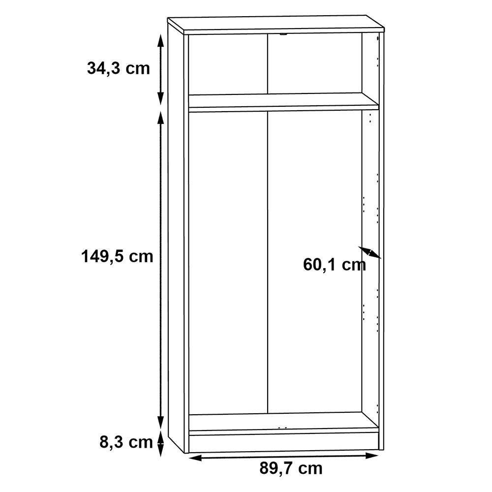 Dulap Claire, 94.5 x 62.2 x 199.2 cm, 2 usi, alb-bej