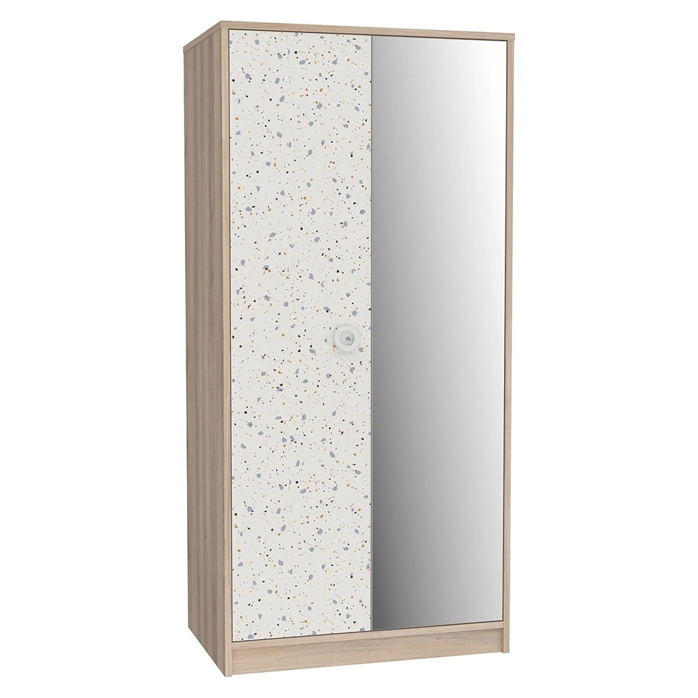 Dulap Claire, 94.5 x 62.2 x 199.2 cm, 2 usi, alb-bej