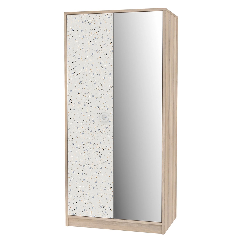Dulap Claire, 94.5 x 62.2 x 199.2 cm, 2 usi, alb-bej
