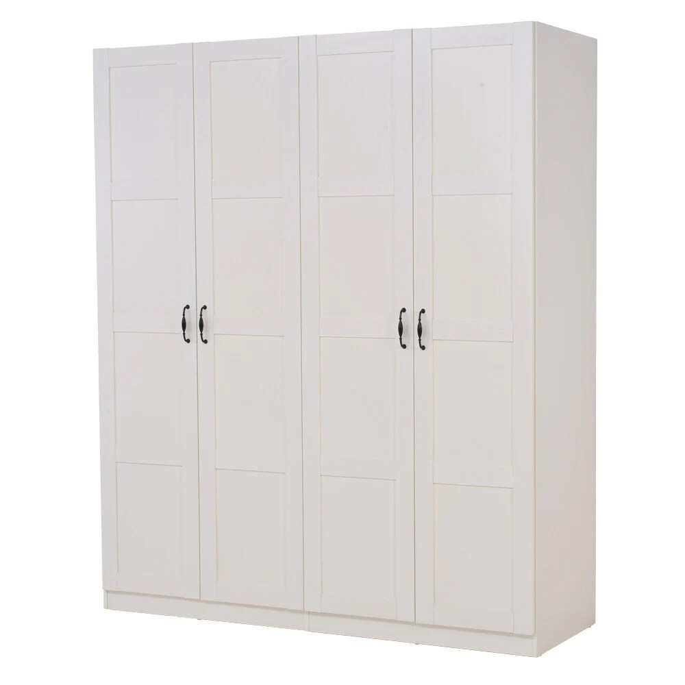 Dulap Carly, 181 x 59 x 216 cm, 4 usi, alb