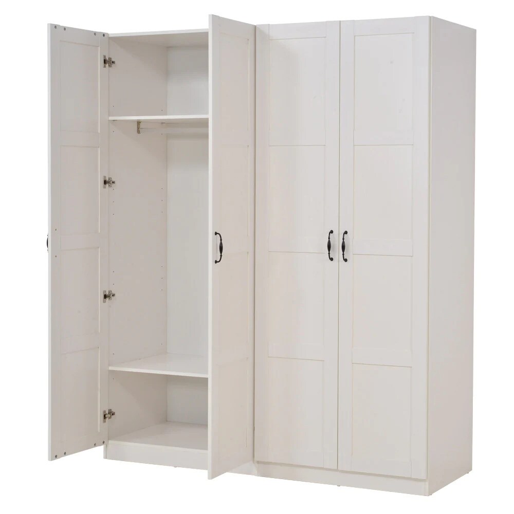 Dulap Carly, 181 x 59 x 216 cm, 4 usi, alb