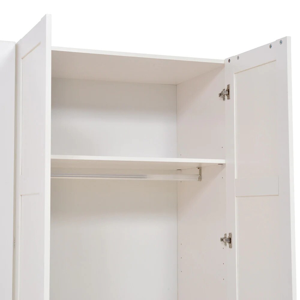 Dulap Carly, 181 x 59 x 216 cm, 4 usi, alb