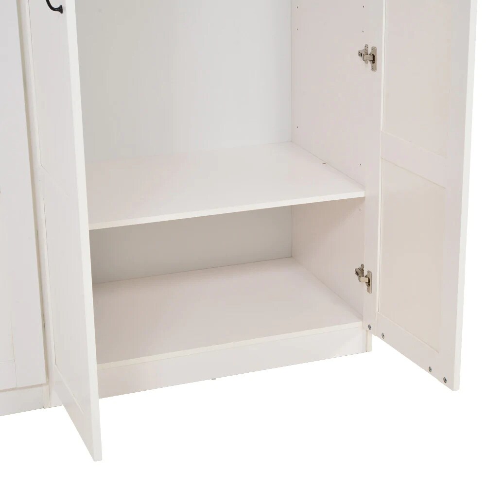 Dulap Carly, 181 x 59 x 216 cm, 4 usi, alb