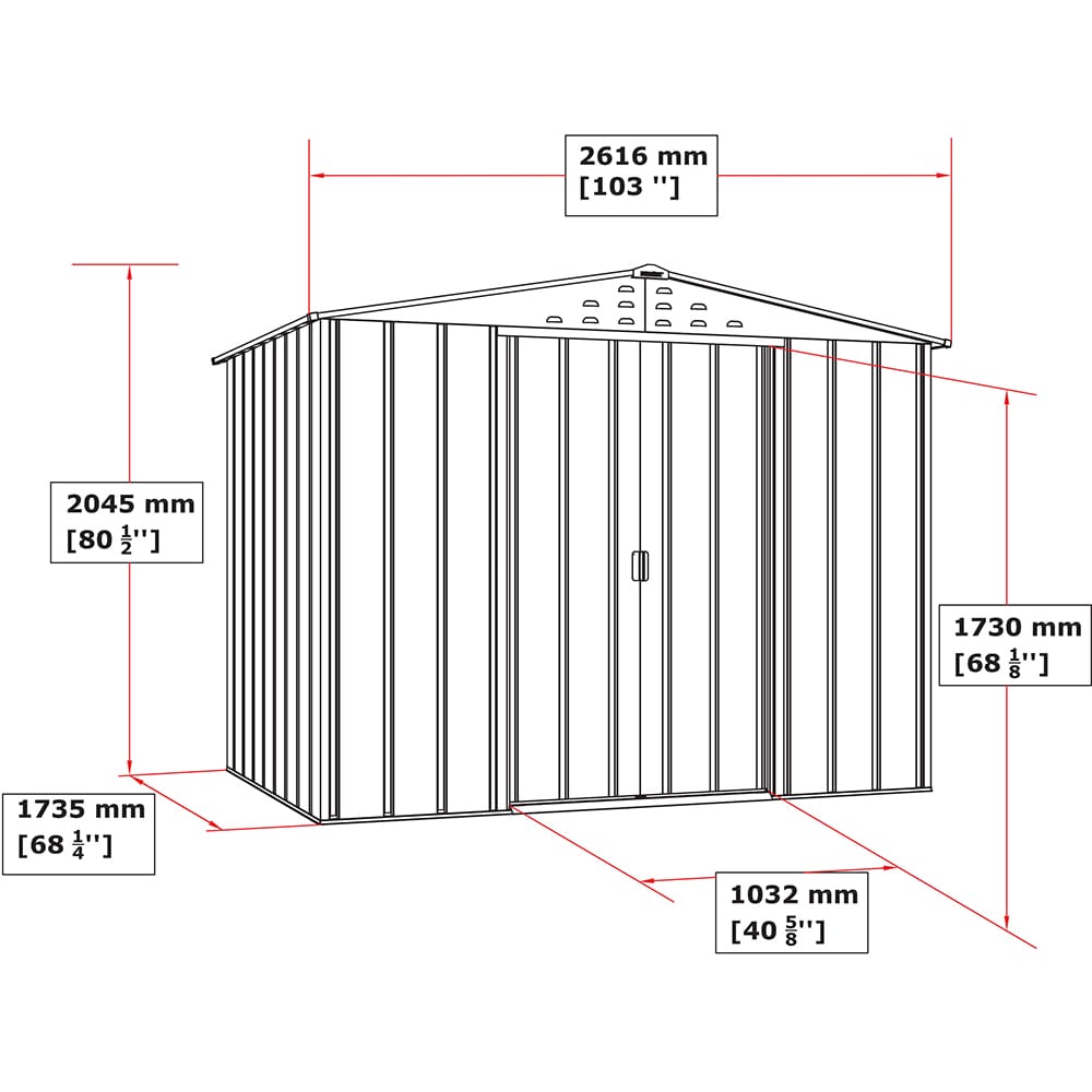 Casuta gradina DURAMAX Top 8X6, otel, 261.6 x 183 x 204.5 cm, maro