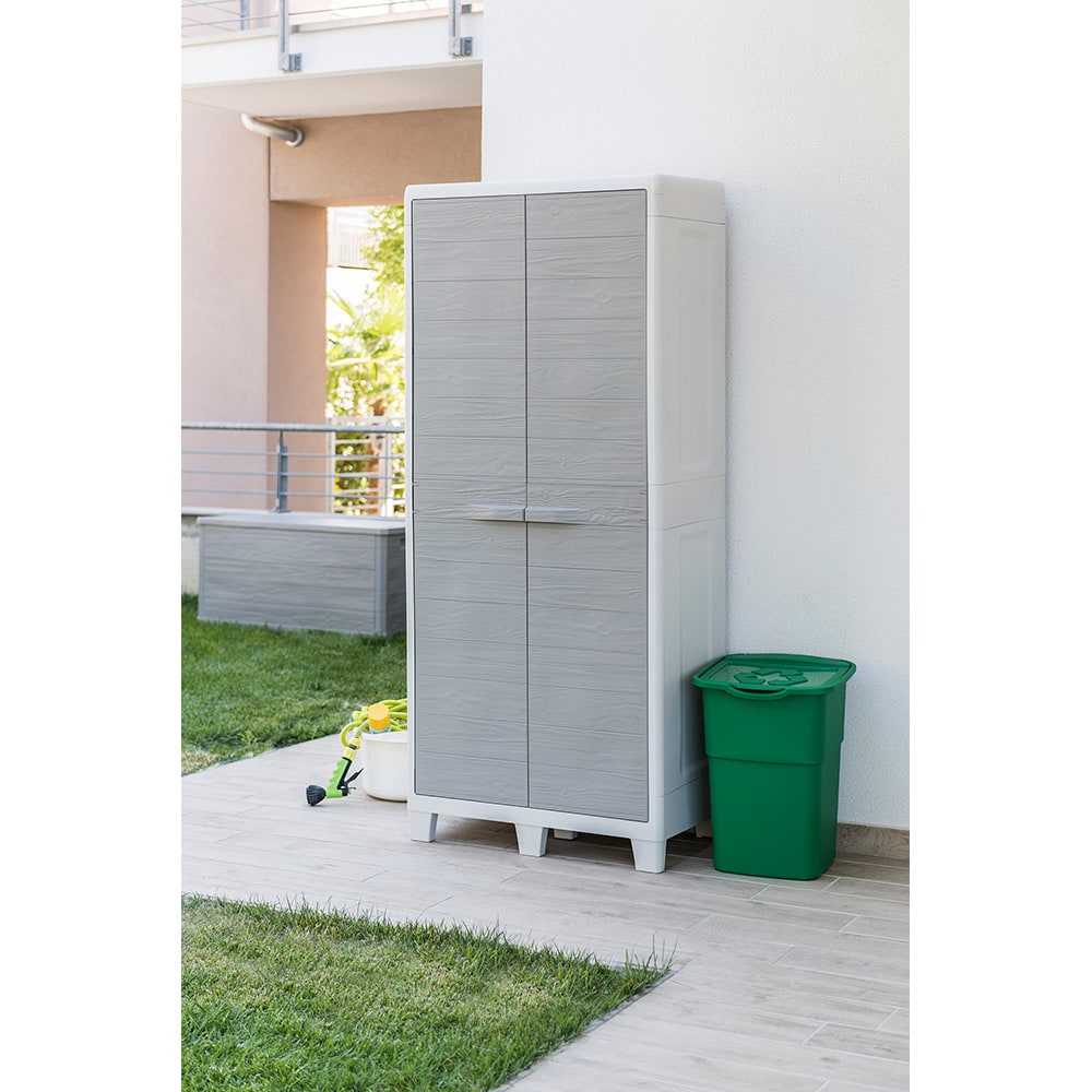 Dulap depozitare gradina TOOMAX Woody's XL, polipropilena, 78 x 46 x 182 cm, gri