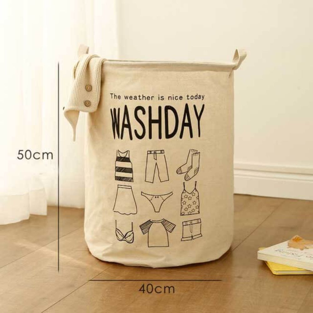Sac depozitare Laundry 2, 40 x 50 x 40 cm, crem-negru