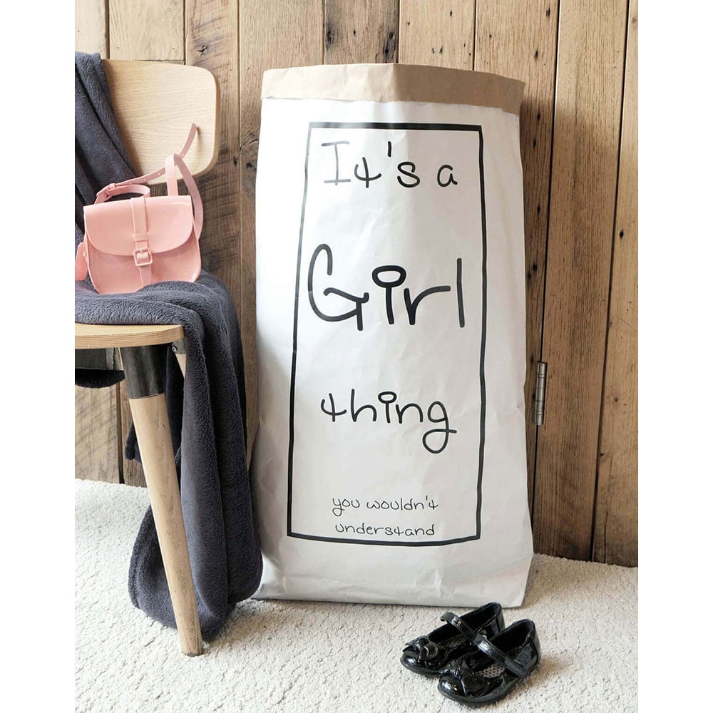 Sac depozitare Girl 1, 50 x 80 x 80 cm, alb-negru