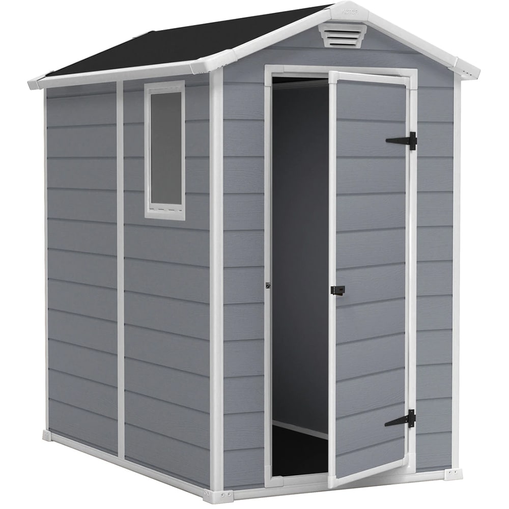 Casuta gradina KETER Manor 4x6, rasina, 130 x 192 x 198 cm, gri deschis