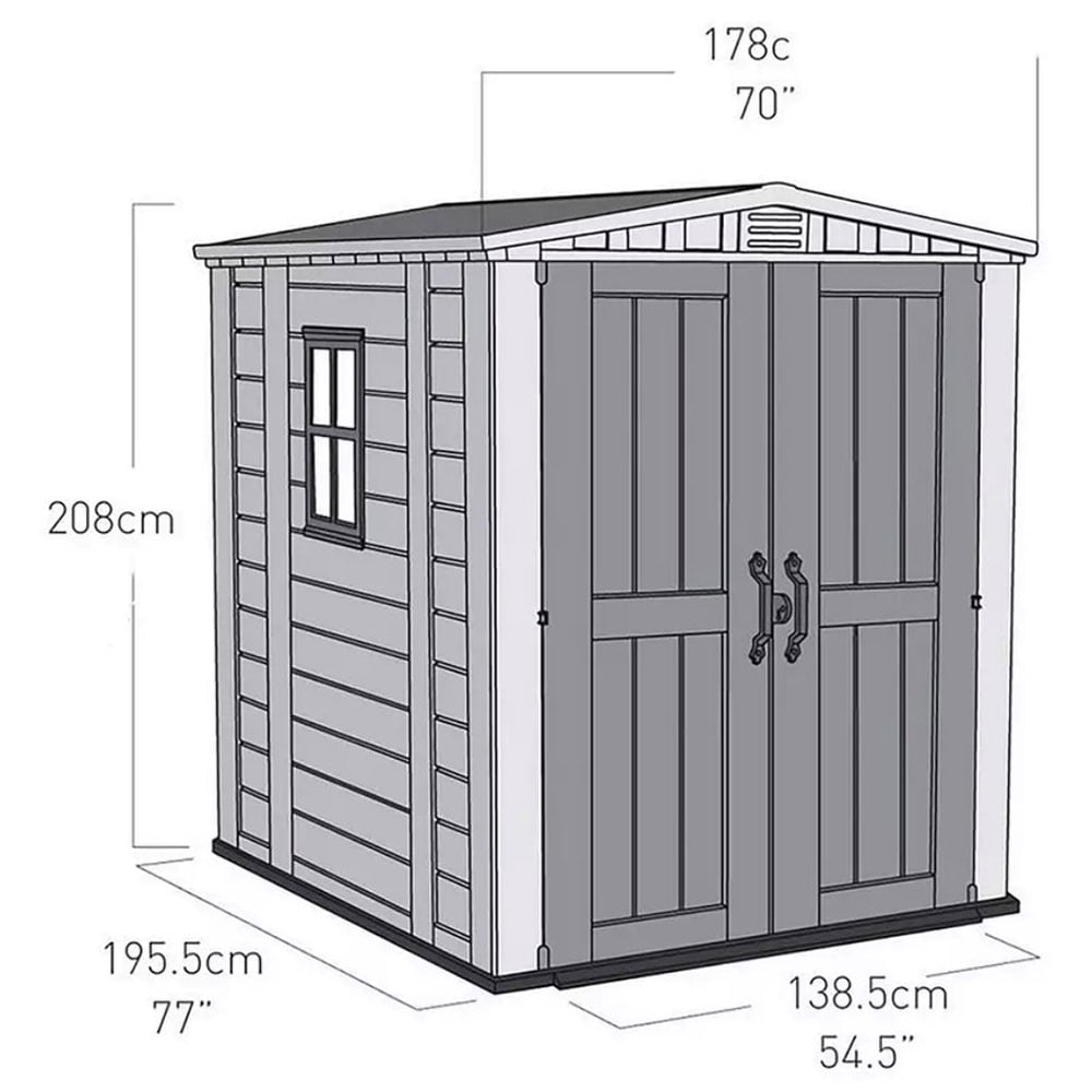 Casuta gradina KETER Factor 6x6, rasina, 178 x 195.5 x 208 cm, bej-maro