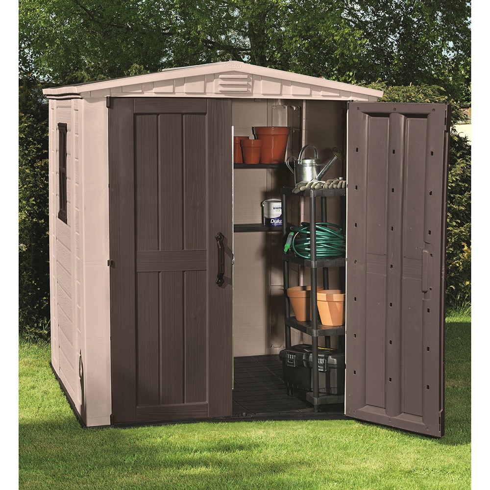 Casuta gradina KETER Factor 6x6, rasina, 178 x 195.5 x 208 cm, bej-maro