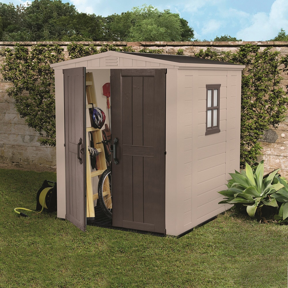 Casuta gradina KETER Factor 6x6, rasina, 178 x 195.5 x 208 cm, bej-maro