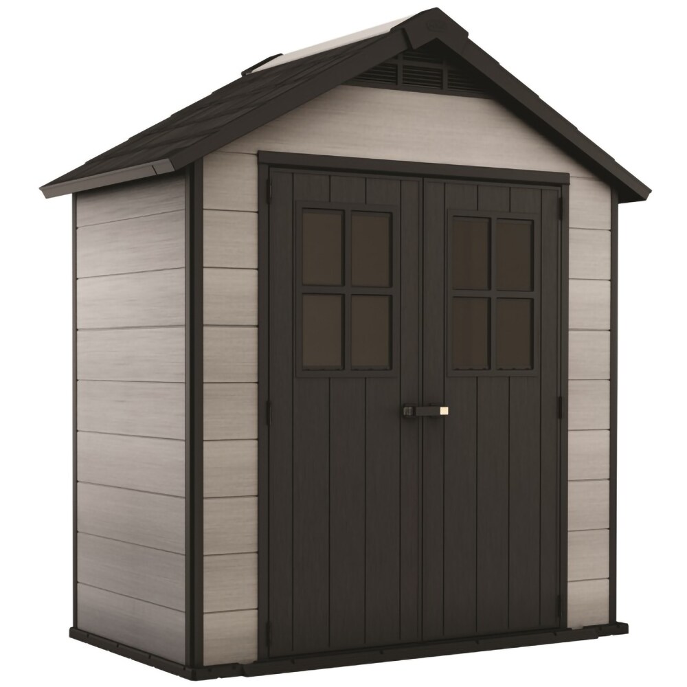 Casuta gradina KETER Oakland 754, duotech, 210 x 124.8 x 253 cm, bej-maro inchis