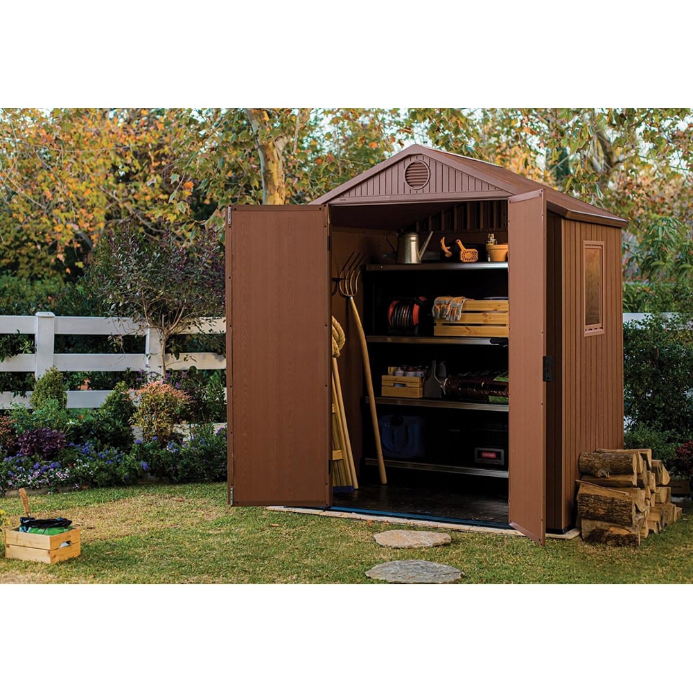 Casuta gradina KETER Darwin 6x4, evotech, 122 x 190 x 221 cm, maro