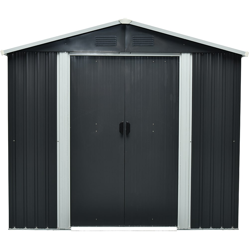 Casuta gradina PERGART Dresden II 106, metal, 174 x 301 x 214 cm, negru-gri