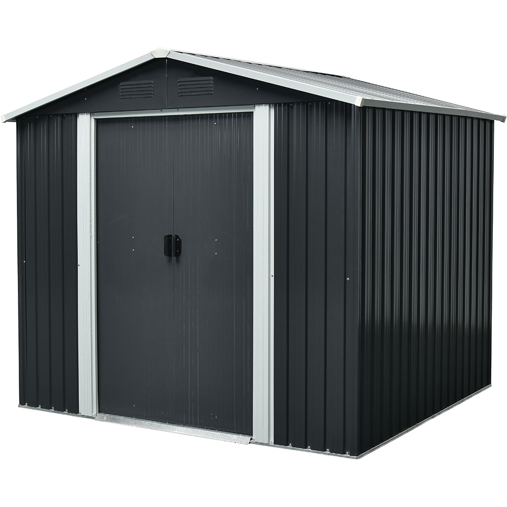 Casuta gradina PERGART Dresden II 106, metal, 174 x 301 x 214 cm, negru-gri