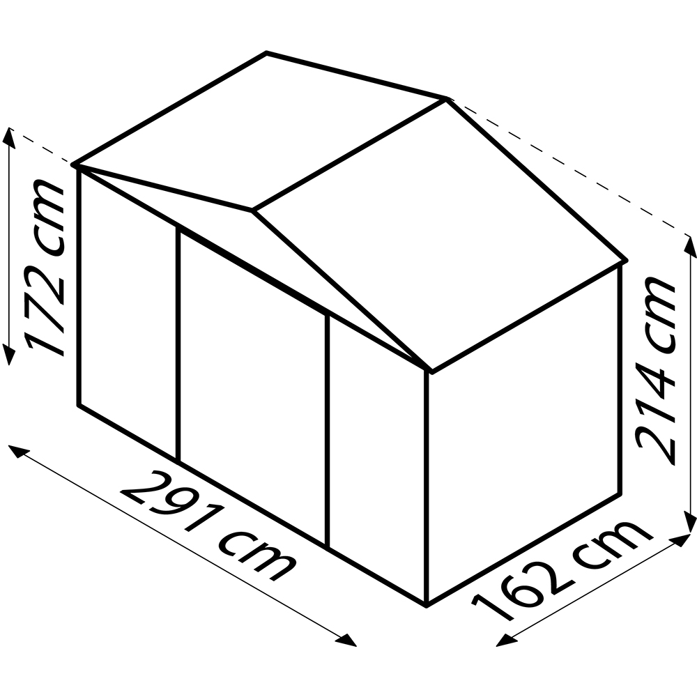 Casuta gradina PERGART Dresden II 106, metal, 174 x 301 x 214 cm, negru-gri