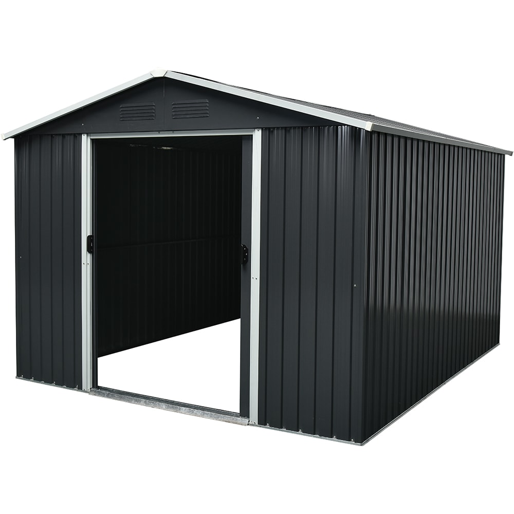 Casuta gradina PERGART Dresden II 108, metal, 238 x 301 x 214 cm, negru-gri