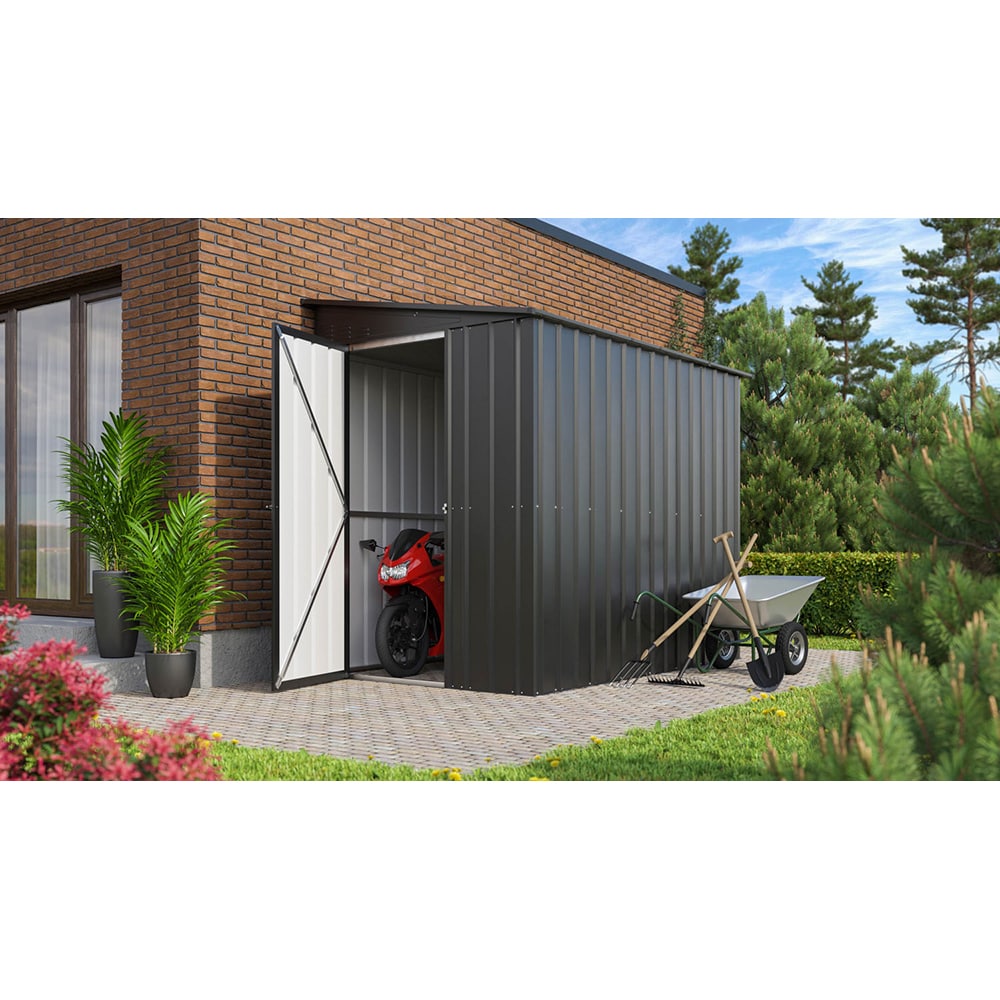 Casuta gradina GLOBEL Lean-On 5x8, metal, 155 x 242 x 203 cm, antracit