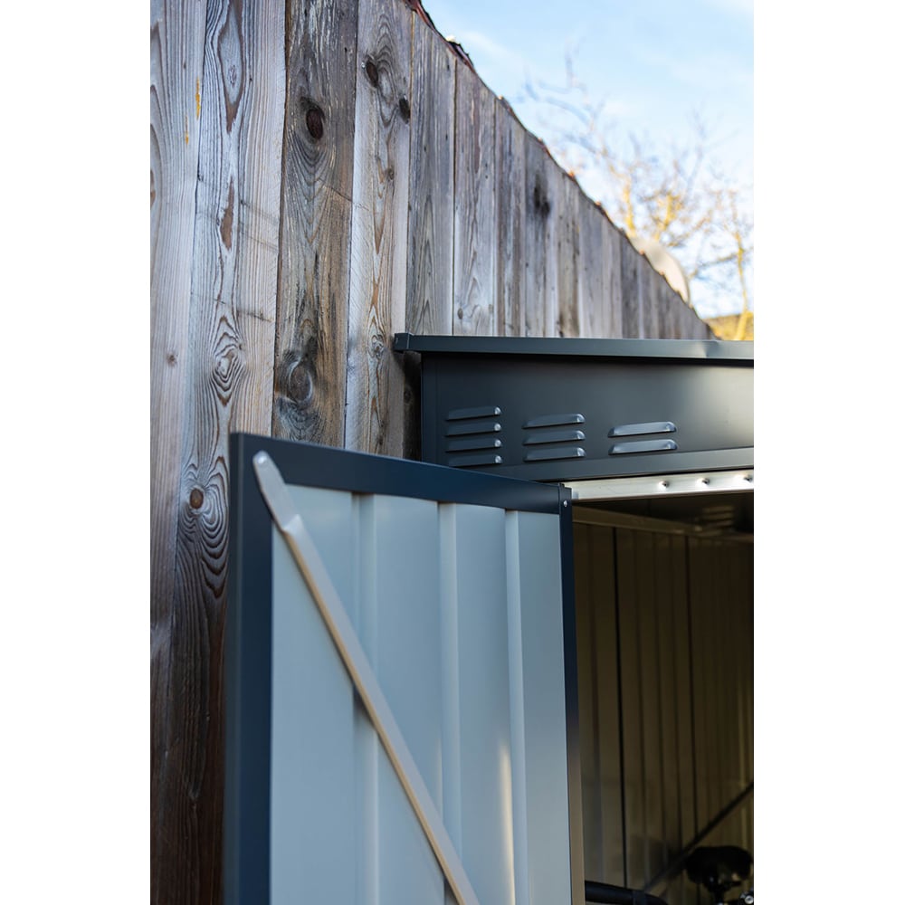 Casuta gradina GLOBEL Lean-On 5x8, metal, 155 x 242 x 203 cm, antracit
