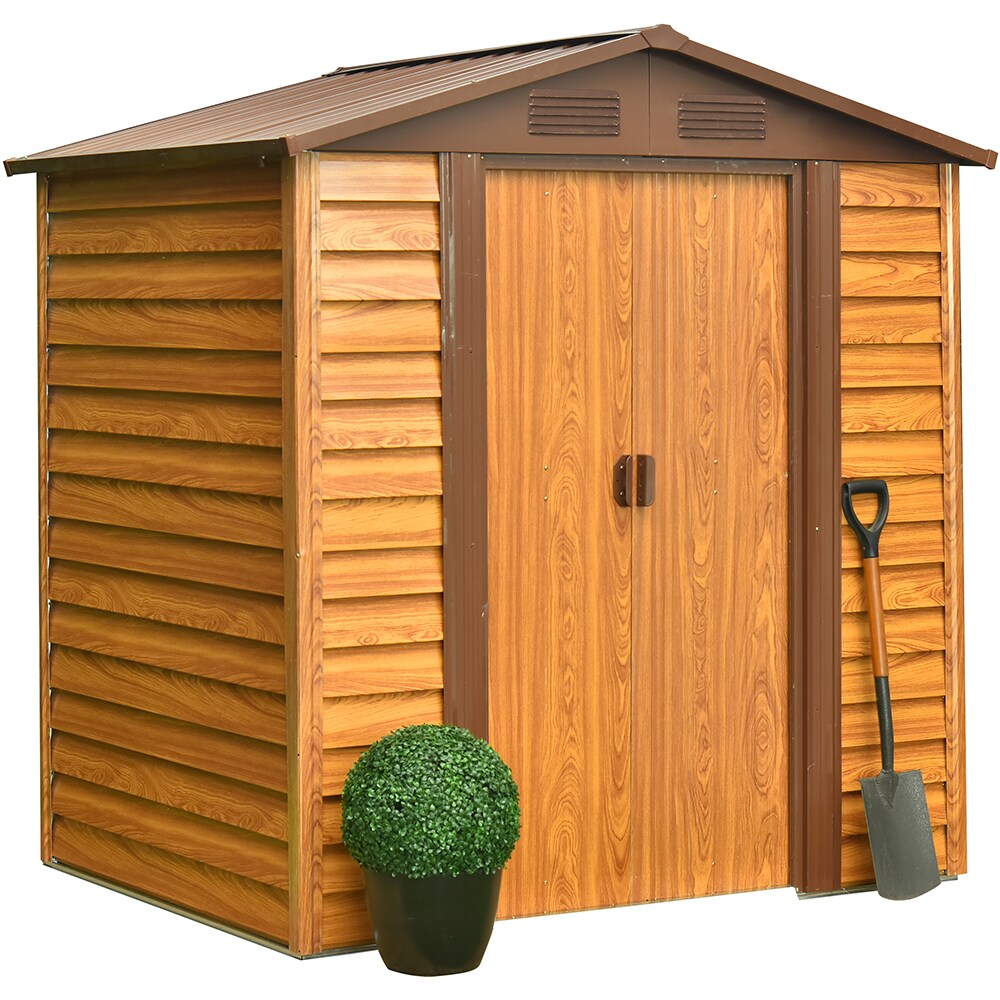 Casuta gradina PERGART Frankfurt II 65, metal, 152 x 193 x 203 cm, maro
