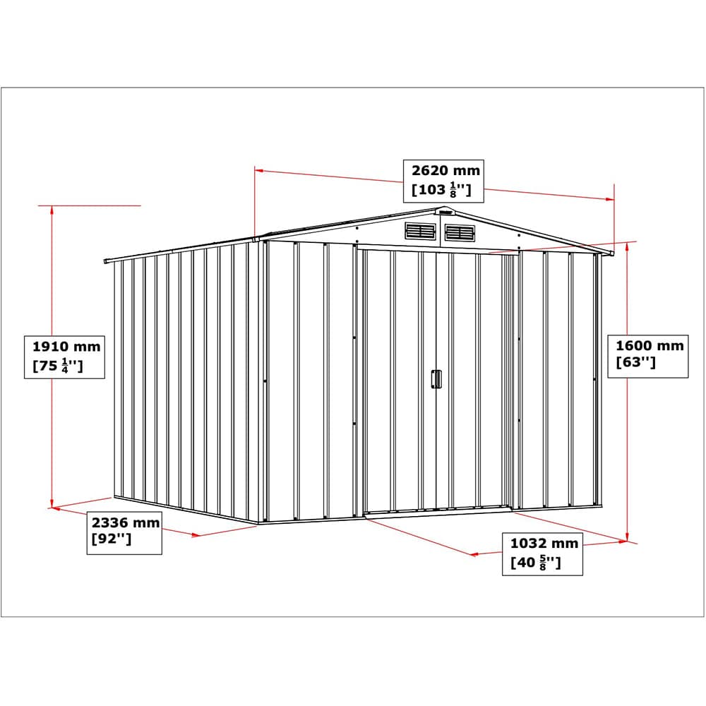 Casuta gradina DURAMAX Eco 8X8, otel, 262 x 242.2 x 191 cm, antracit