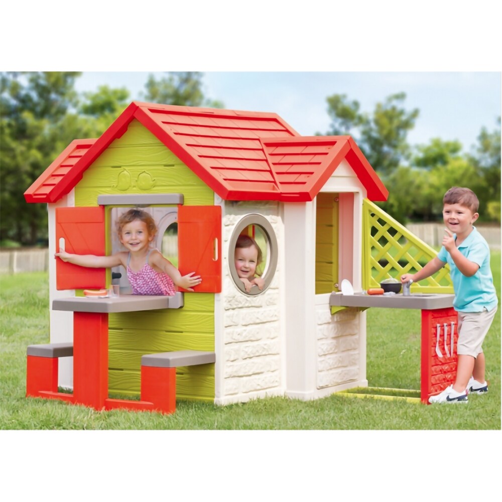 Casuta de joaca SMOBY Neo House, doua ferestre, 118 x 132 x 135 cm, multicolor
