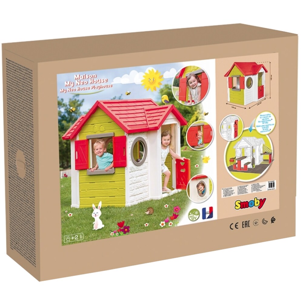 Casuta de joaca SMOBY Neo House, doua ferestre, 118 x 132 x 135 cm, multicolor