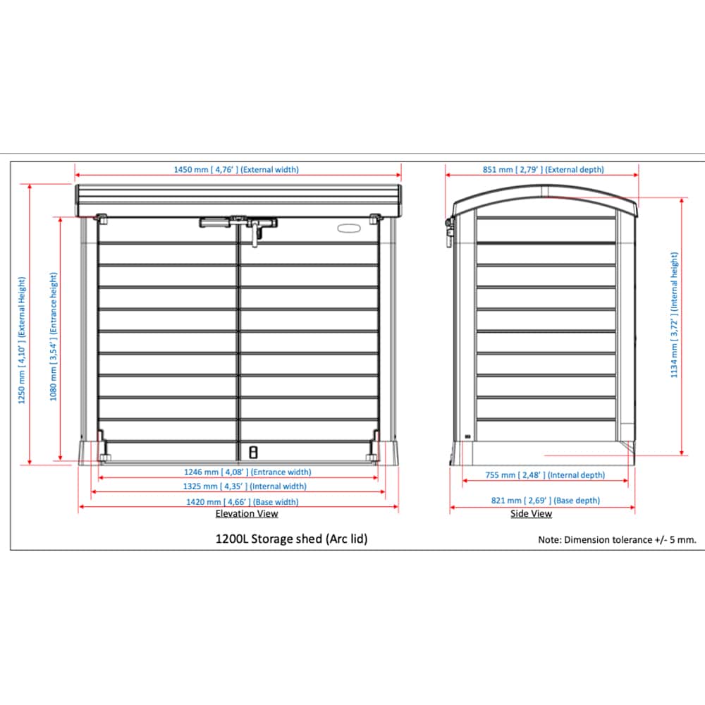 Dulap depozitare gradina DURAMAX Storeway C 1200L, 145 x 54.5 x 125 cm, maro