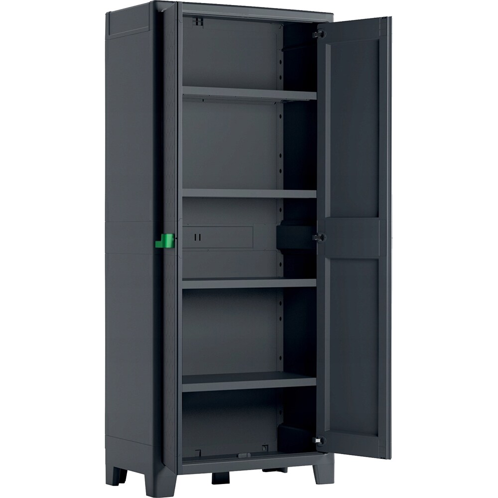 Dulap depozitare gradina KETER High Moby, compozit plastic, 80 x 44 x 182 cm, gri antracit
