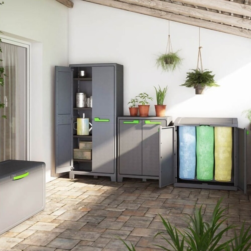 Dulap depozitare gradina KETER Low Moby, compozit plastic, 80 x 44 x 100 cm, grafit