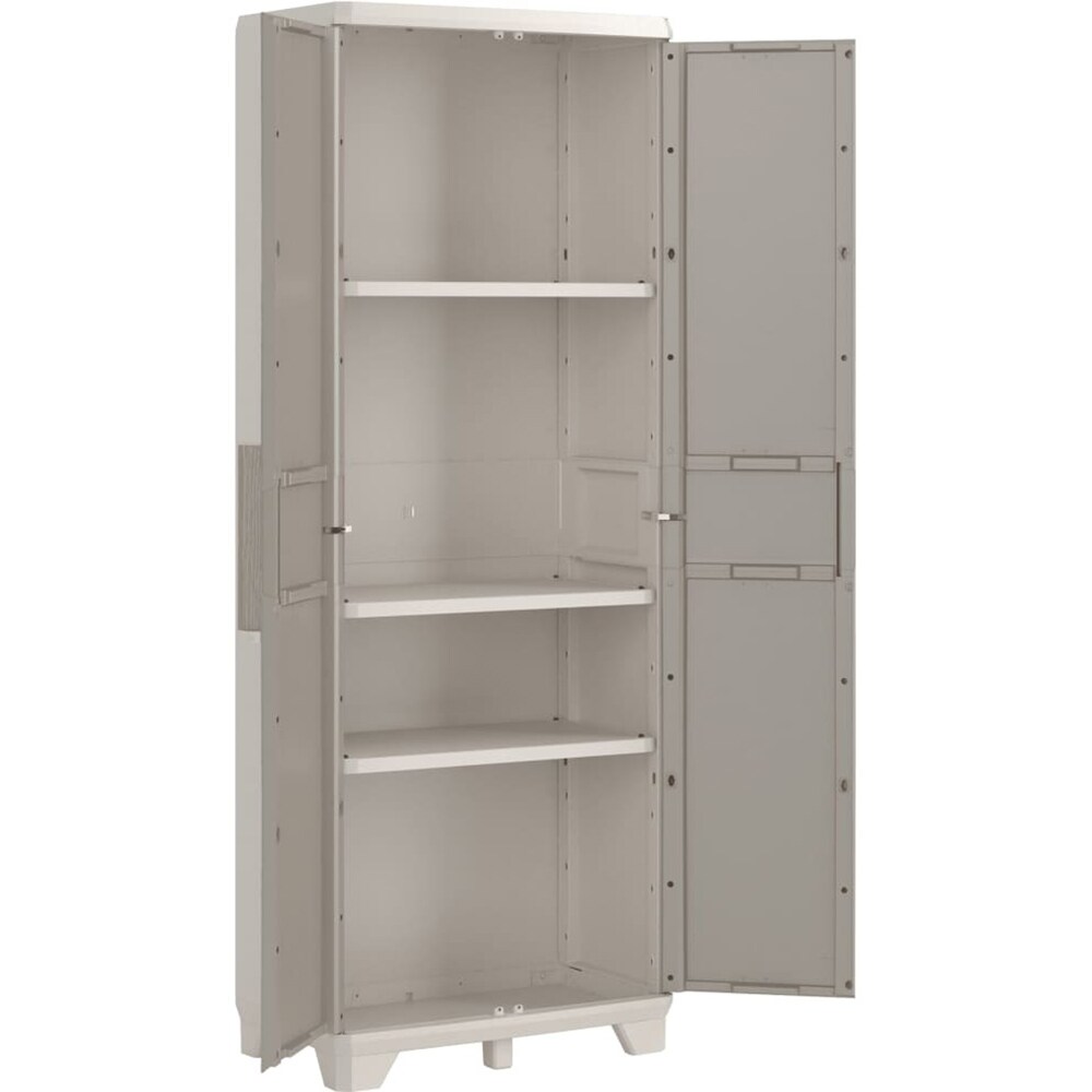 Dulap depozitare gradina KETER Wood Grain, compozit plastic, 68 x 39 x 182 cm, bej
