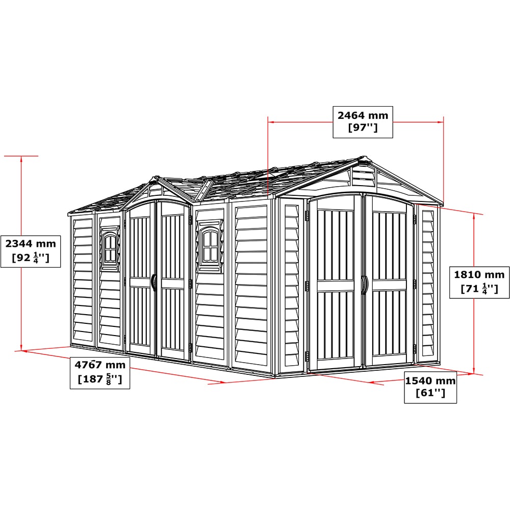 Casuta de gradina DURAMAX Apex Pro Plus, rasina, 246.4 x 476.7 x 234.4 cm, gri