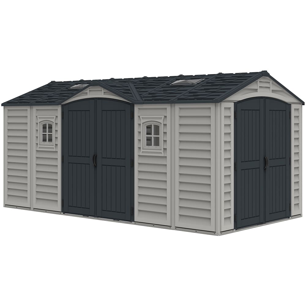 Casuta de gradina DURAMAX Apex Pro Plus, rasina, 246.4 x 476.7 x 234.4 cm, gri