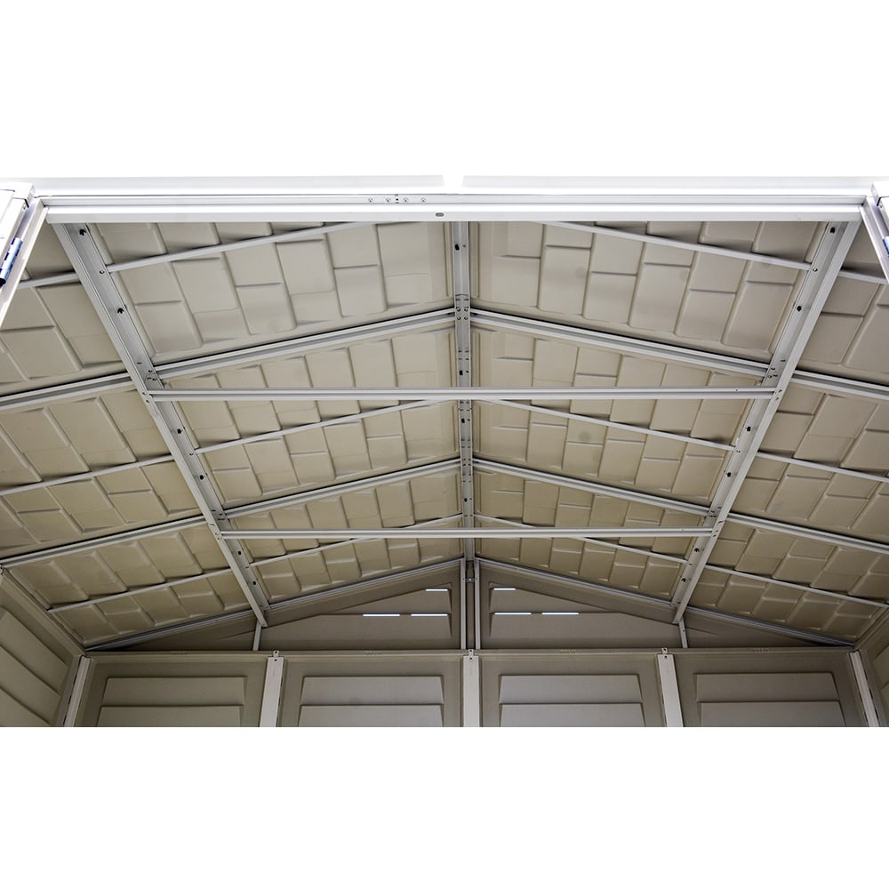 Casuta gradina DURAMAX Woodbridge, rasina, 324.8 x 399.7 x 233.2 cm, bej-maro deschis