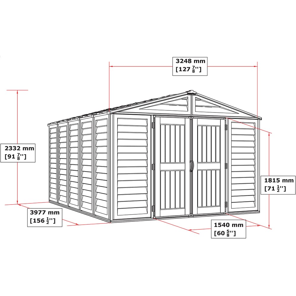 Casuta gradina DURAMAX Woodbridge, rasina, 324.8 x 399.7 x 233.2 cm, bej-maro deschis