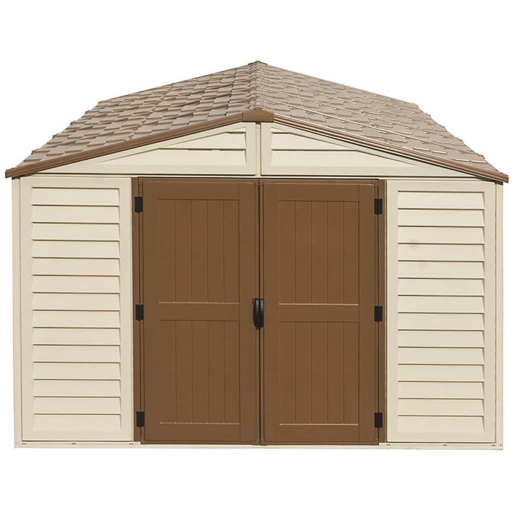 Casuta gradina DURAMAX Woodbridge, rasina, 324.8 x 399.7 x 233.2 cm, bej-maro deschis