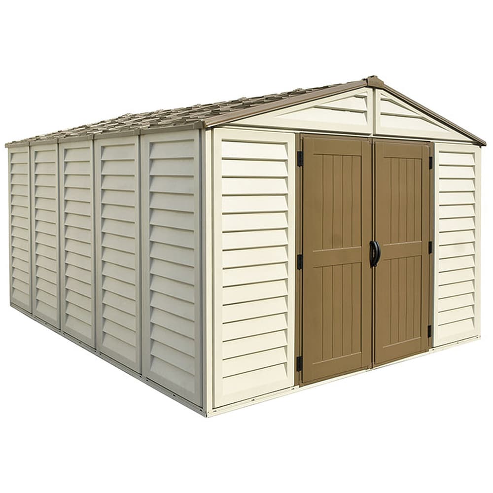 Casuta gradina DURAMAX Woodbridge, rasina, 324.8 x 399.7 x 233.2 cm, bej-maro deschis