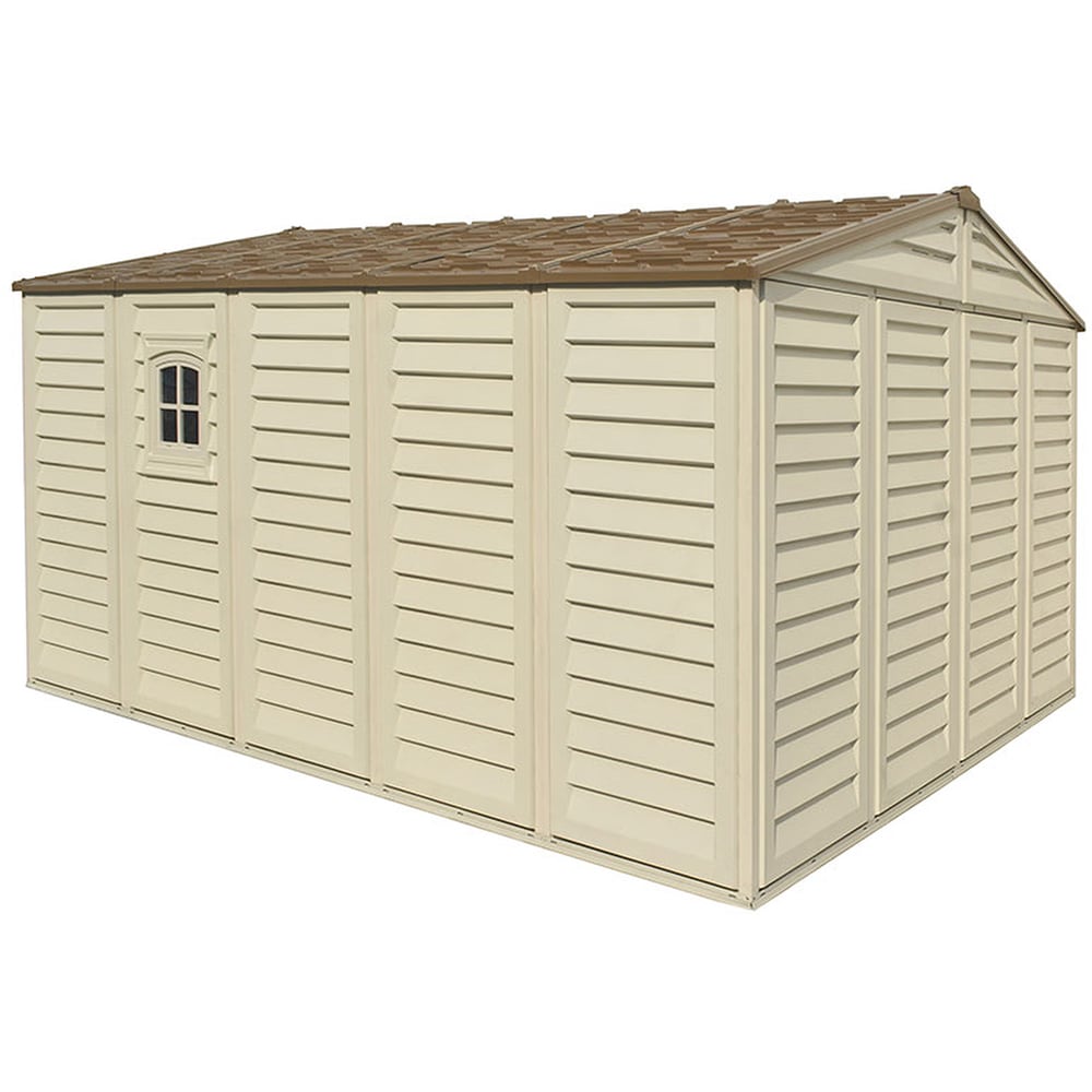 Casuta gradina DURAMAX Woodbridge, rasina, 324.8 x 399.7 x 233.2 cm, bej-maro deschis