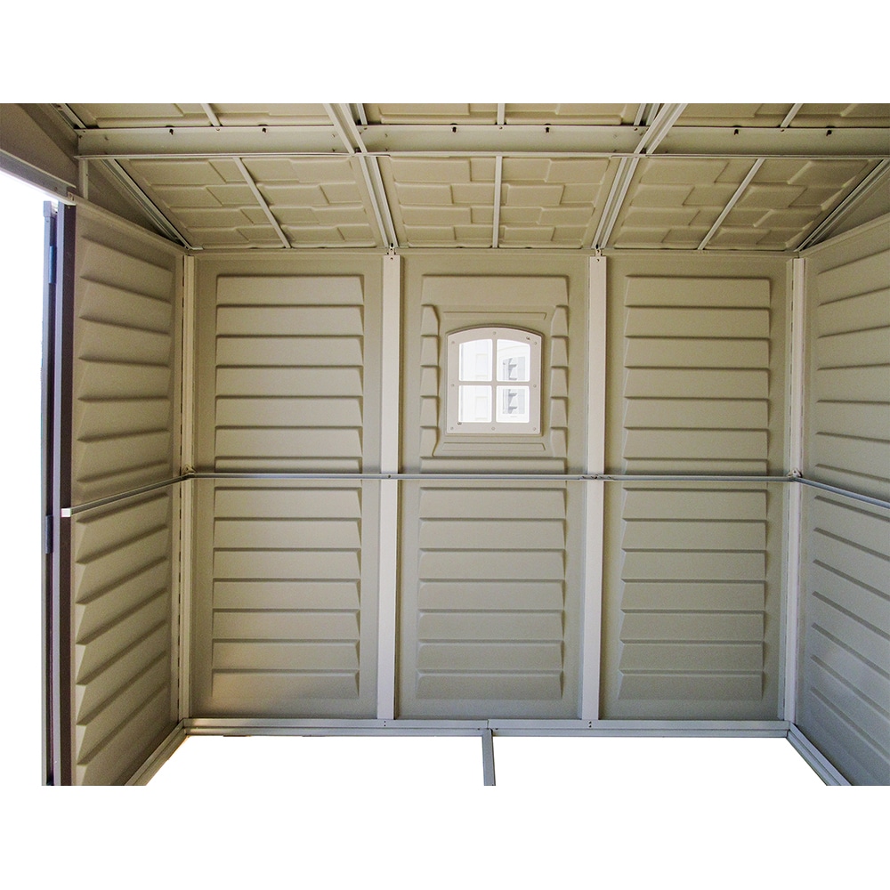 Casuta gradina DURAMAX Woodbridge, rasina, 324.8 x 399.7 x 233.2 cm, bej-maro deschis