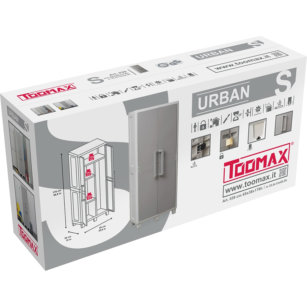 Dulap depozitare gradina TOOMAX Urban S, polipropilena, 65 x 38 x 178 cm