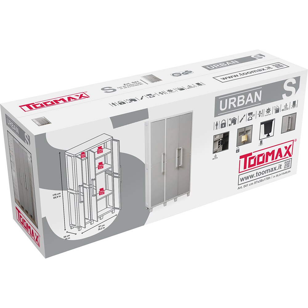Dulap depozitare gradina TOOMAX Urban S, polipropilena, 97 x 38 x 178 cm