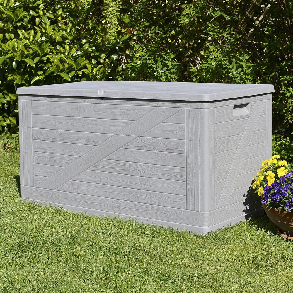 Lada depozitare gradina TOOMAX Multibox Wood, PP, 120 x 56 x 63 cm, gri deschis