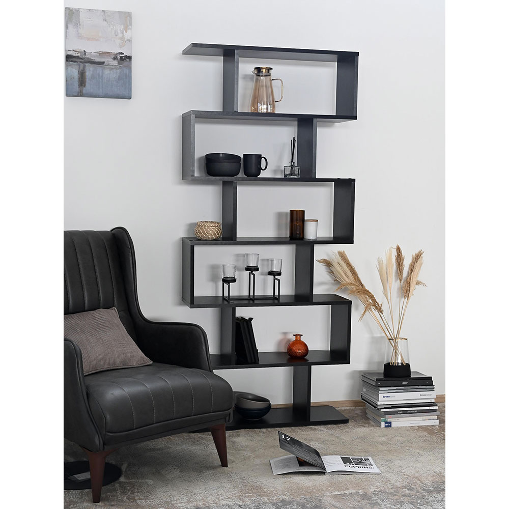 Biblioteca Wally, negru, 80 x 25 x 180 cm