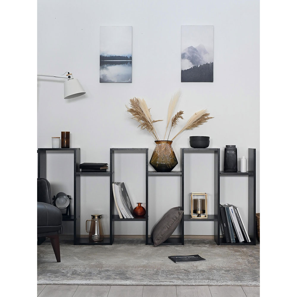 Biblioteca Wally, negru, 80 x 25 x 180 cm