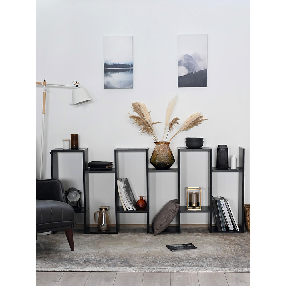 Biblioteca Wally, negru, 80 x 25 x 180 cm