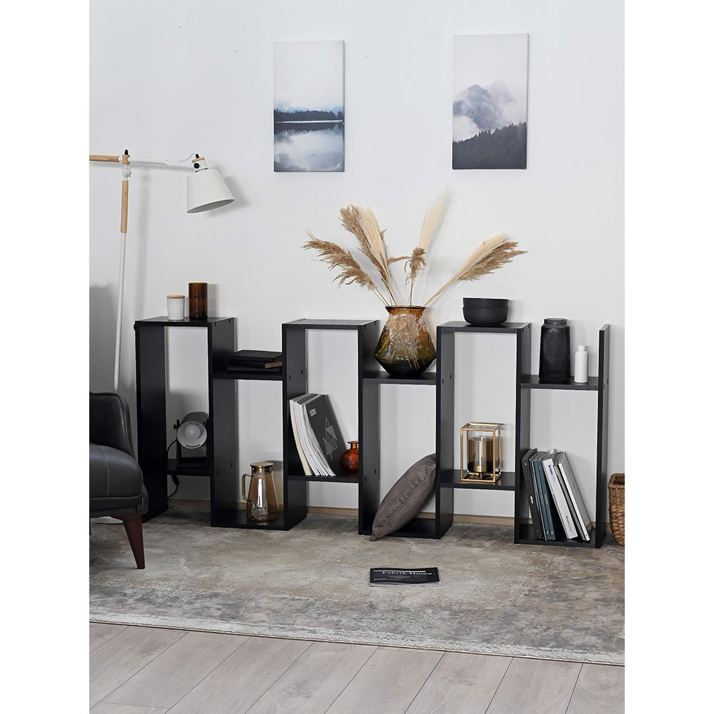 Biblioteca Wally, negru, 80 x 25 x 180 cm