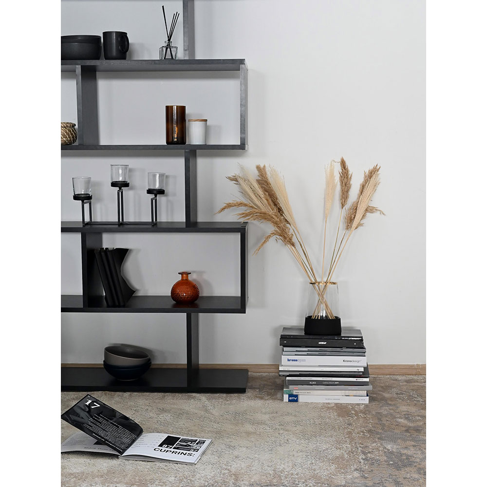 Biblioteca Wally, negru, 80 x 25 x 180 cm